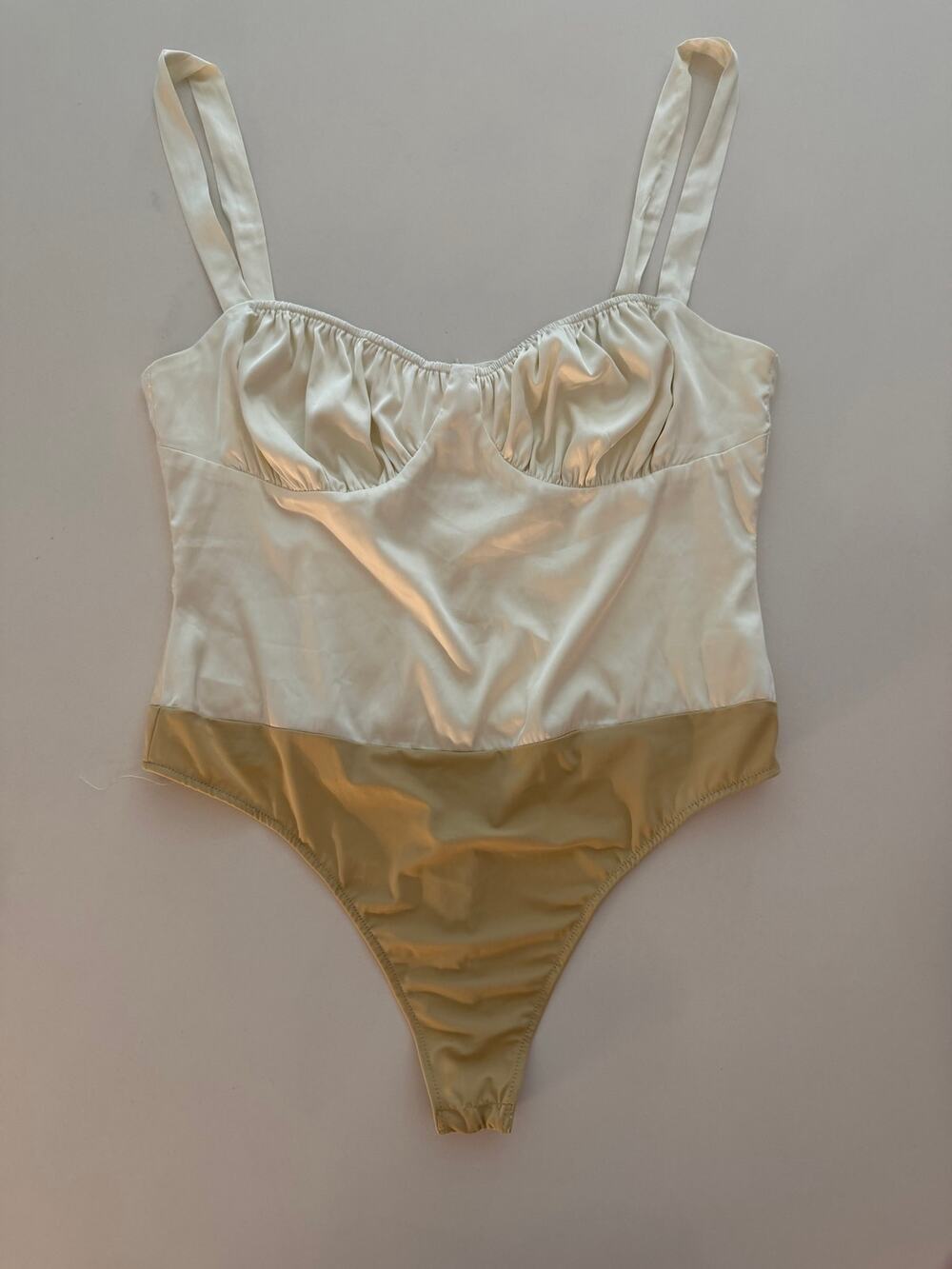 Danielle Bernstein Ivory Satin Bodysuit - Size 16